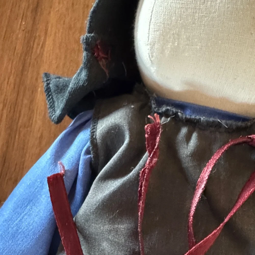 Vintage Handmade Doll  Blue and Black Amish Outfit